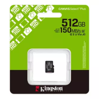 Kingston MicroSDXC karta 512GB Canvas Select Plus, U3, V30, A1 Kingston MicroSDXC karta 512GB Canvas Select Plus, U3, V30, A1