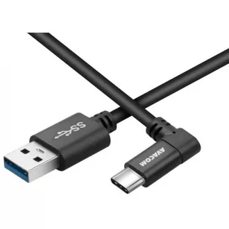 Datový a nabíjecí kabel USB - USB Type-C, 100cm, konektor v úhlu 90°, černý Datový a nabíjecí kabel USB - USB Type-C, 100cm, konektor v úhlu 90°, černý