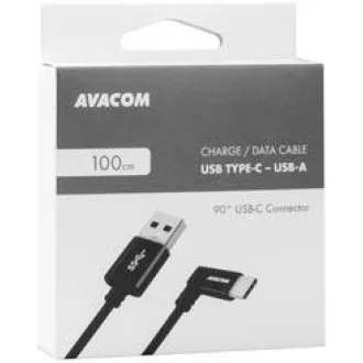 Datový a nabíjecí kabel USB - USB Type-C, 100cm, konektor v úhlu 90°, černý Datový a nabíjecí kabel USB - USB Type-C, 100cm, konektor v úhlu 90°, černý