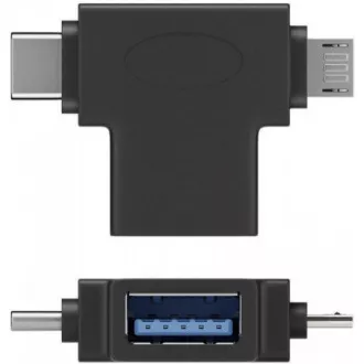 Adaptér USB3.0 female na dva konektory USB 3.1 C/male + micro USB B/male