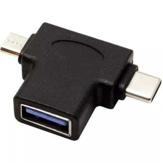 Adaptér USB3.0 female na dva konektory USB 3.1 C/male + micro USB B/male