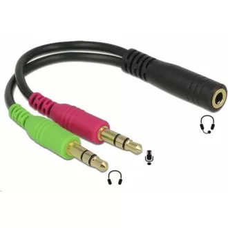 PREMIUMCORD Adaptér 4pólový jack3, 5mm pro sluchátka a mikrofon, 30cm PREMIUMCORD Adaptér 4pólový jack3, 5mm pro sluchátka a mikrofon, 30cm