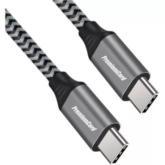PREMIUMCORD Kabel USB-C M/M, 100W 20V/5A 480Mbps bavlněný oplet, 1, 5m PREMIUMCORD Kabel USB-C M/M, 100W 20V/5A 480Mbps bavlněný oplet, 1, 5m