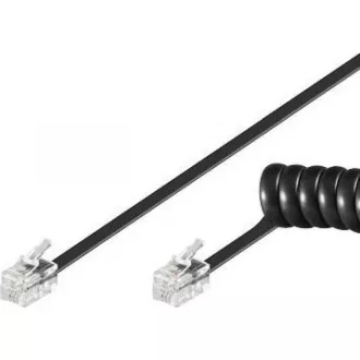PremiumCord Kabel telefonní sluchátkový kroucený 4 žíly 2m - černý PremiumCord Kabel telefonní sluchátkový kroucený 4 žíly 2m - černý