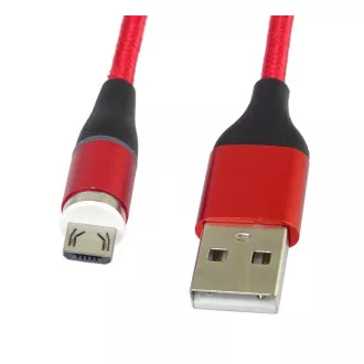 PREMIUMCORD Magnetický micro USB a USB-C nabíjecí a datový kabel 1m, červený PREMIUMCORD Magnetický micro USB a USB-C nabíjecí a datový kabel 1m, červený