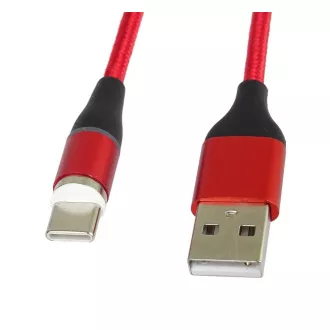 PREMIUMCORD Magnetický micro USB a USB-C nabíjecí a datový kabel 1m, červený PREMIUMCORD Magnetický micro USB a USB-C nabíjecí a datový kabel 1m, červený