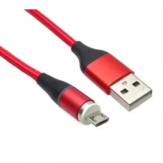 PREMIUMCORD Magnetický micro USB a USB-C nabíjecí a datový kabel 1m, červený PREMIUMCORD Magnetický micro USB a USB-C nabíjecí a datový kabel 1m, červený