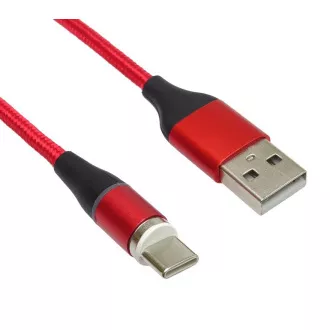PREMIUMCORD Magnetický micro USB a USB-C nabíjecí a datový kabel 1m, červený PREMIUMCORD Magnetický micro USB a USB-C nabíjecí a datový kabel 1m, červený