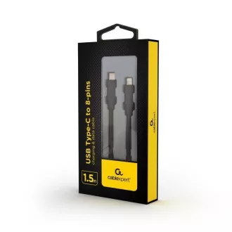 GEMBIRD Kabel USB 2.0 Type-C na Ligtning (CM/8pinM), 1, 5m, datový, černá