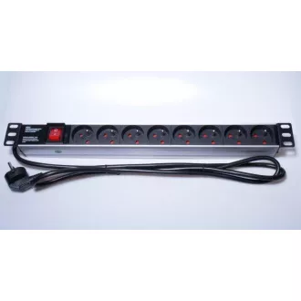 PremiumCord Panel napájecí 1U do 19" racku, 8x230V, 2m kabel, vypínač PremiumCord Panel napájecí 1U do 19" racku, 8x230V, 2m kabel, vypínač