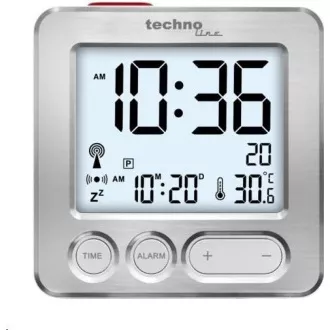 TechnoLine WT 265 digitální budík s teploměrem, stříbrný TechnoLine WT 265 digitální budík s teploměrem, stříbrný