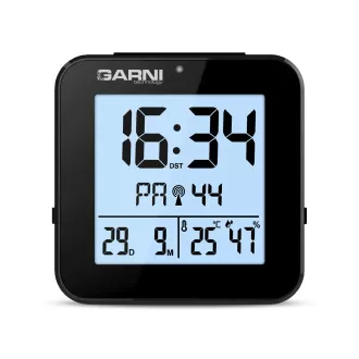 GARNI 138B - digitální budík s teploměrem a vlhkoměrem, černá