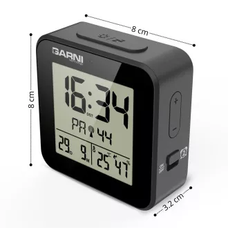 GARNI 138B - digitální budík s teploměrem a vlhkoměrem, černá