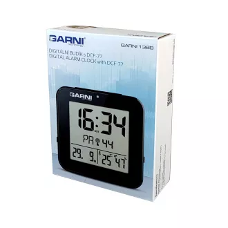 GARNI 138B - digitální budík s teploměrem a vlhkoměrem, černá