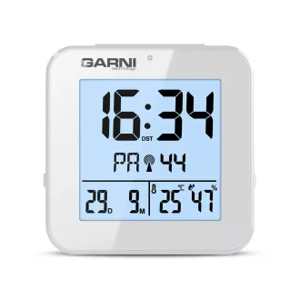 GARNI 138W - digitální budík s teploměrem a vlhkoměrem, bílá