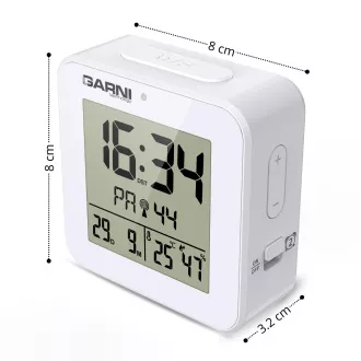 GARNI 138W - digitální budík s teploměrem a vlhkoměrem, bílá