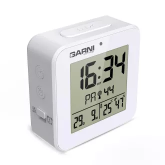 GARNI 138W - digitální budík s teploměrem a vlhkoměrem, bílá