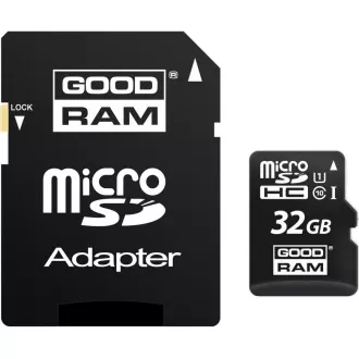 GOODRAM MicroSDHC karta 32GB M1AA, UHS-I Class 10, U1 + adaptér GOODRAM MicroSDHC karta 32GB M1AA, UHS-I Class 10, U1 + adaptér