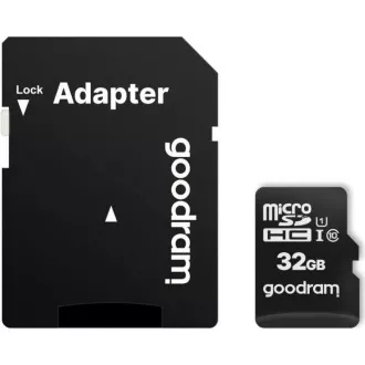 GOODRAM MicroSDHC karta 32GB M1AA, UHS-I Class 10, U1 + adaptér GOODRAM MicroSDHC karta 32GB M1AA, UHS-I Class 10, U1 + adaptér