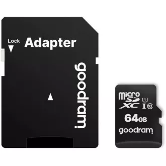 GOODRAM MicroSDXC karta 64GB M1AA, UHS-I Class 10, U1 + adaptér GOODRAM MicroSDXC karta 64GB M1AA, UHS-I Class 10, U1 + adaptér