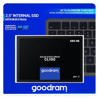 GOODRAM SSD CL100 Gen.3 480GB, SATA III, 2.5", (R:540/W:460MB/s) GOODRAM SSD CL100 Gen.3 480GB, SATA III, 2.5", (R:540/W:460MB/s)