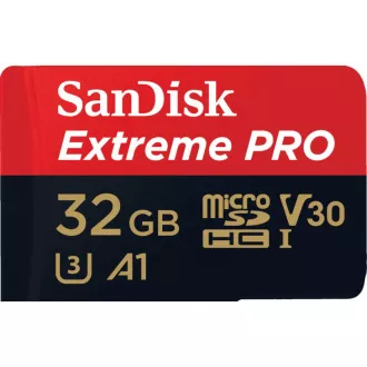 SanDisk Micro SDXC karta 32GB Extreme PRO (100MB/s, Class 10 UHS-I V30) + adaptér SanDisk Micro SDXC karta 32GB Extreme PRO (100MB/s, Class 10 UHS-I V30) + adaptér