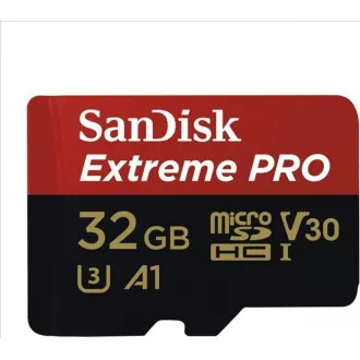 SanDisk Micro SDXC karta 32GB Extreme PRO (100MB/s, Class 10 UHS-I V30) + adaptér SanDisk Micro SDXC karta 32GB Extreme PRO (100MB/s, Class 10 UHS-I V30) + adaptér
