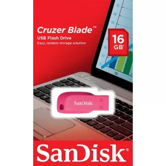 SanDisk Flash Disk 16GB Cruzer Blade, USB 2.0, růžová