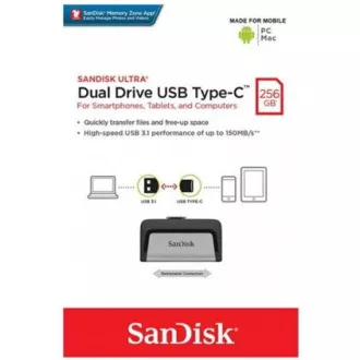 SanDisk Flash Disk 256GB Ultra, Dual USB Drive Type-C SanDisk Flash Disk 256GB Ultra, Dual USB Drive Type-C
