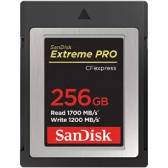 SanDisk Extreme Pro CFexpress Card 256GB, Type B, 1700MB/s Read, 1200MB/s Write NVMe SanDisk Extreme Pro CFexpress Card 256GB, Type B, 1700MB/s Read, 1200MB/s Write NVMe