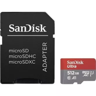 SanDisk MicroSDXC karta 512GB Ultra (100MB/s, Class 10, Android) + adaptér SanDisk MicroSDXC karta 512GB Ultra (100MB/s, Class 10, Android) + adaptér