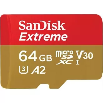 SanDisk micro SDXC karta 64GB Extreme (170 MB/s Class 10, UHS-I U3 V30) + adaptér SanDisk micro SDXC karta 64GB Extreme (170 MB/s Class 10, UHS-I U3 V30) + adaptér