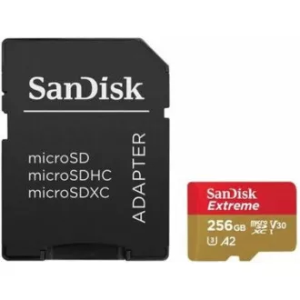SanDisk micro SDXC karta 256GB Extreme (190 MB/s Class 10, UHS-I U3 V30) + adaptér SanDisk micro SDXC karta 256GB Extreme (190 MB/s Class 10, UHS-I U3 V30) + adaptér