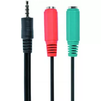 GEMBIRD Kabel rozdvojka jack 3, 5mm (4 pólový) na 2x3, 5mm M/F, 20cm, černý GEMBIRD Kabel rozdvojka jack 3, 5mm (4 pólový) na 2x3, 5mm M/F, 20cm, černý