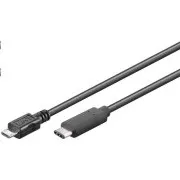 PremiumCord Kabel USB 3.1 konektor C/male - USB 2.0 Micro-B/male, černý, 0, 6m