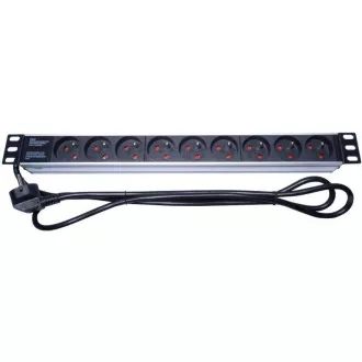 PremiumCord Panel napájecí do 19" racku 1U, 9x230V, 2m kabel PremiumCord Panel napájecí do 19" racku 1U, 9x230V, 2m kabel