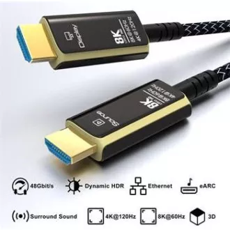 PREMIUMCORD Ultra High Speed HDMI 2.1 optický fiber kabel 8K@60Hz, zlacené 15m PREMIUMCORD Ultra High Speed HDMI 2.1 optický fiber kabel 8K@60Hz, zlacené 15m
