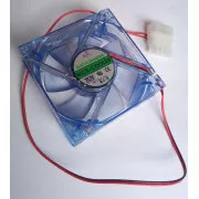 EUROCASE ventilátor 80mm, 12V/0, 17A, prosvětlený modrý (molex)
