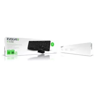 EVOLVEO Set klávesnice a myši K1050, Bezdrátové 2.4GHz, US INTL, černá EVOLVEO Set klávesnice a myši K1050, Bezdrátové 2.4GHz, US INTL, černá