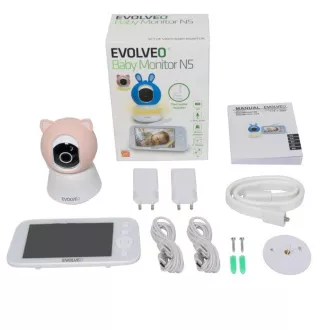 EVOLVEO Baby Monitor N5, Set videochůvičky s 360° dohledem, obousměrnou komunikací a ukolébavkami, růžová EVOLVEO Baby Monitor N5, Set videochůvičky s 360° dohledem, obousměrnou komunikací a ukolébavkami, růžová