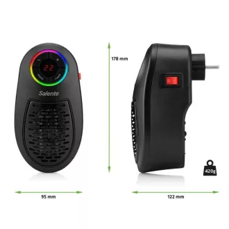 Salente HotHeat, teplovzdušný mini ventilátor, 500 W, černý Salente HotHeat, teplovzdušný mini ventilátor, 500 W, černý