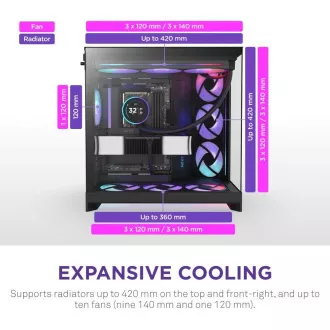 NZXT skříň H9 Flow RGB dvoukomorová ATX / 1x140 RGB mm / 1x 120mm RGB fan / prosklená / černá NZXT skříň H9 Flow RGB dvoukomorová ATX / 1x140 RGB mm / 1x 120mm RGB fan / prosklená / černá