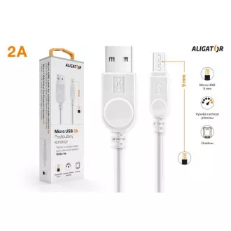 ALIGATOR datový kabel s prodlouženým konektorem microUSB, 2A, bílá ALIGATOR datový kabel s prodlouženým konektorem microUSB, 2A, bílá