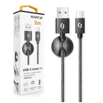 ALIGATOR datový kabel PREMIUM 2A, USB-C, délka 2 m, černá ALIGATOR datový kabel PREMIUM 2A, USB-C, délka 2 m, černá
