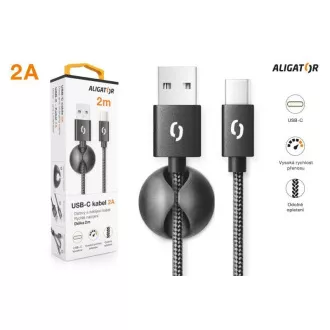 ALIGATOR datový kabel PREMIUM 2A, USB-C, délka 2 m, černá ALIGATOR datový kabel PREMIUM 2A, USB-C, délka 2 m, černá