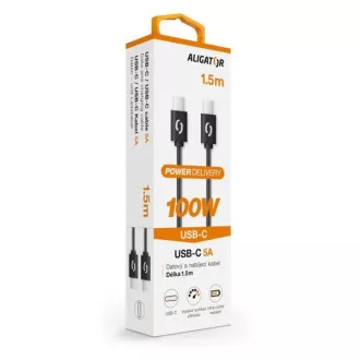 ALIGATOR datový kabel POWER 100W, USB-C/USB-C 5A, délka 1, 5 m, černá ALIGATOR datový kabel POWER 100W, USB-C/USB-C 5A, délka 1, 5 m, černá