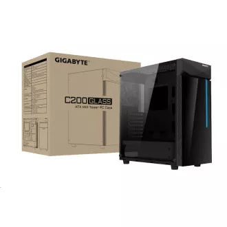 GIGABYTE case GB-C200G, RGB Lighting, bez zdroje, transparentní bok, Mid tower GIGABYTE case GB-C200G, RGB Lighting, bez zdroje, transparentní bok, Mid tower