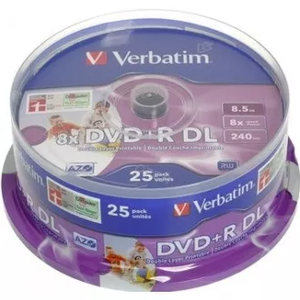 VERBATIM DVD+R(25-pack)/Spindle Double Layer 8X 8.5GB Inkjet Printable VERBATIM DVD+R(25-pack)/Spindle Double Layer 8X 8.5GB Inkjet Printable