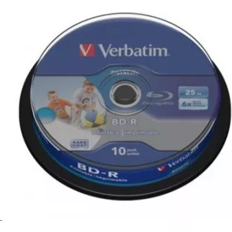 VERBATIM BD-R SL Datalife HTL (10-pack)Blu-Ray/Spindle/6x/25GB Wide Printable VERBATIM BD-R SL Datalife HTL (10-pack)Blu-Ray/Spindle/6x/25GB Wide Printable