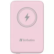 VERBATIM Powerbanka Charge 'n' Go, Magnetická, 10000 mAh, USB-C, Růžová